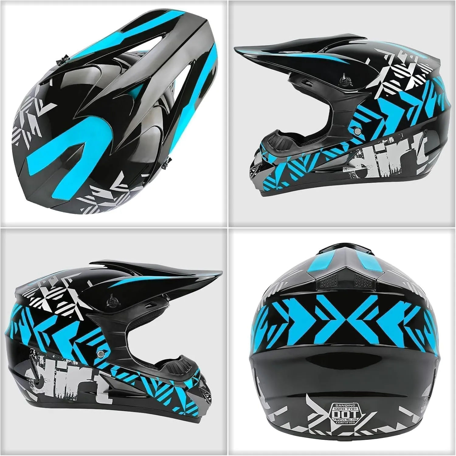 SPARK DOT Motocross Dirt Bike Helmets Full Face Motorcycle Off-Road Mountain E-Bike BMX MX ATV Helmet (with Gloves Goggles Mask) 4Pcs Set