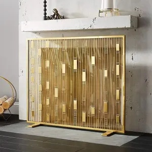 Spark Protection Wrought Iron Fireplace Screen,Large Flat Guard Metal Decor Mesh Cover,Fire Proof Firewood Burning Stove Accessories Spark Guard Cover