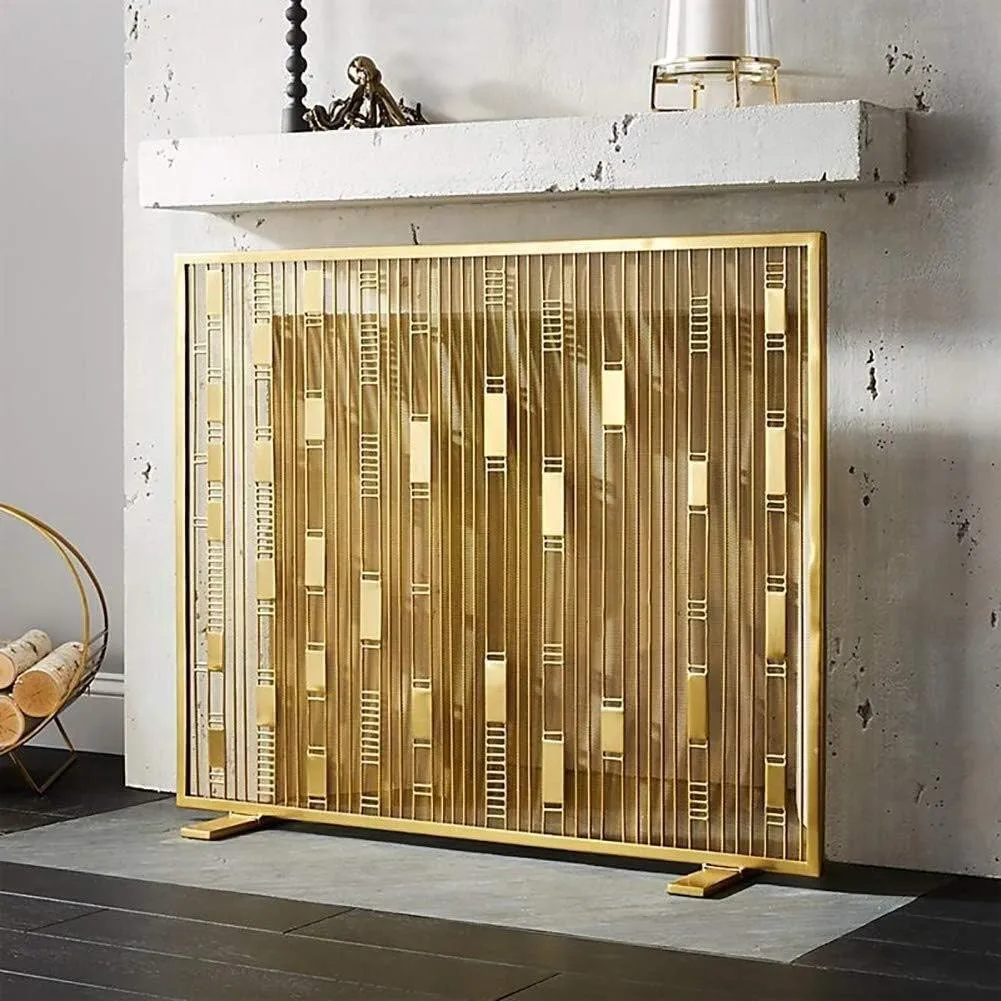 Spark Protection Wrought Iron Fireplace Screen,Large Flat Guard Metal Decor Mesh Cover,Fire Proof Firewood Burning Stove Accessories Spark Guard Cover