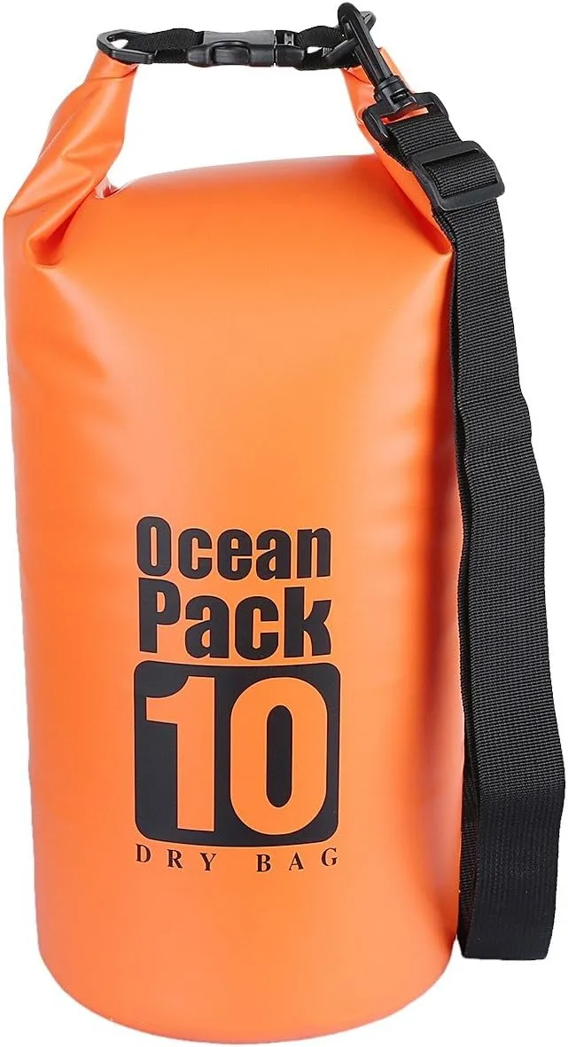 Sportmusies Waterproof Dry Bag - Roll Top Dry Compression Sack Keeps Gear Dry for Kayaking, Beach, Rafting, Boating, Hiking, Camping and Fishing (10L, Orange)