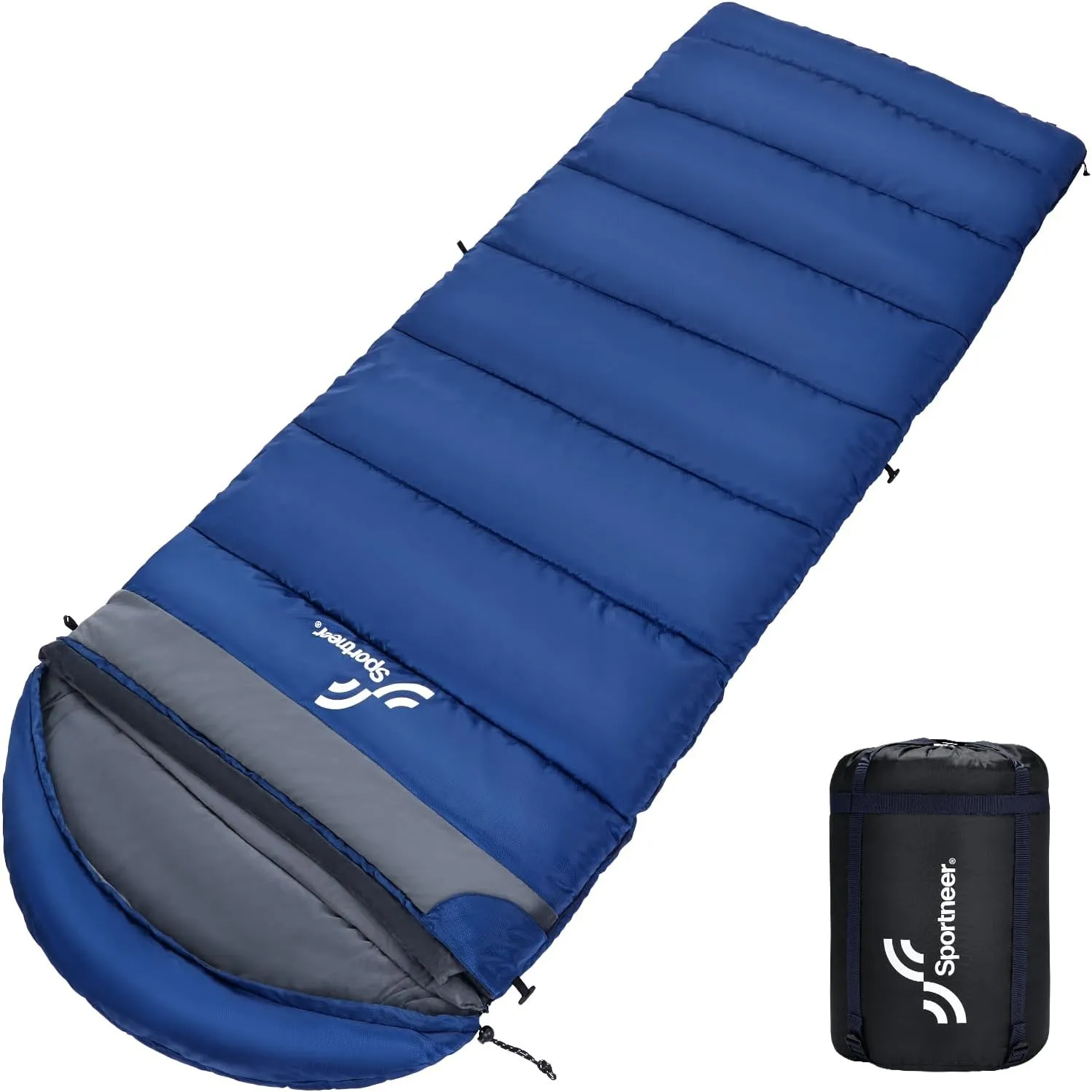 Sportneer 0 Degree Sleeping Bag, Crystal Velvet Fabric Lining XXL Winter Cold Weather Sleeping Bag, Big and Tall Zero Degree Camping, Detachable Hood Compression Sack