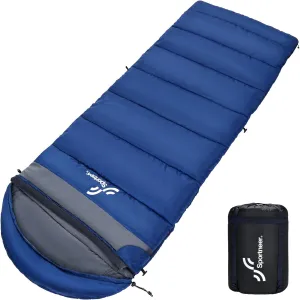 Sportneer 0 Degree Sleeping Bag, Crystal Velvet Fabric Lining XXL Winter Cold Weather Sleeping Bag, Big and Tall Zero Degree Camping, Detachable Hood Compression Sack