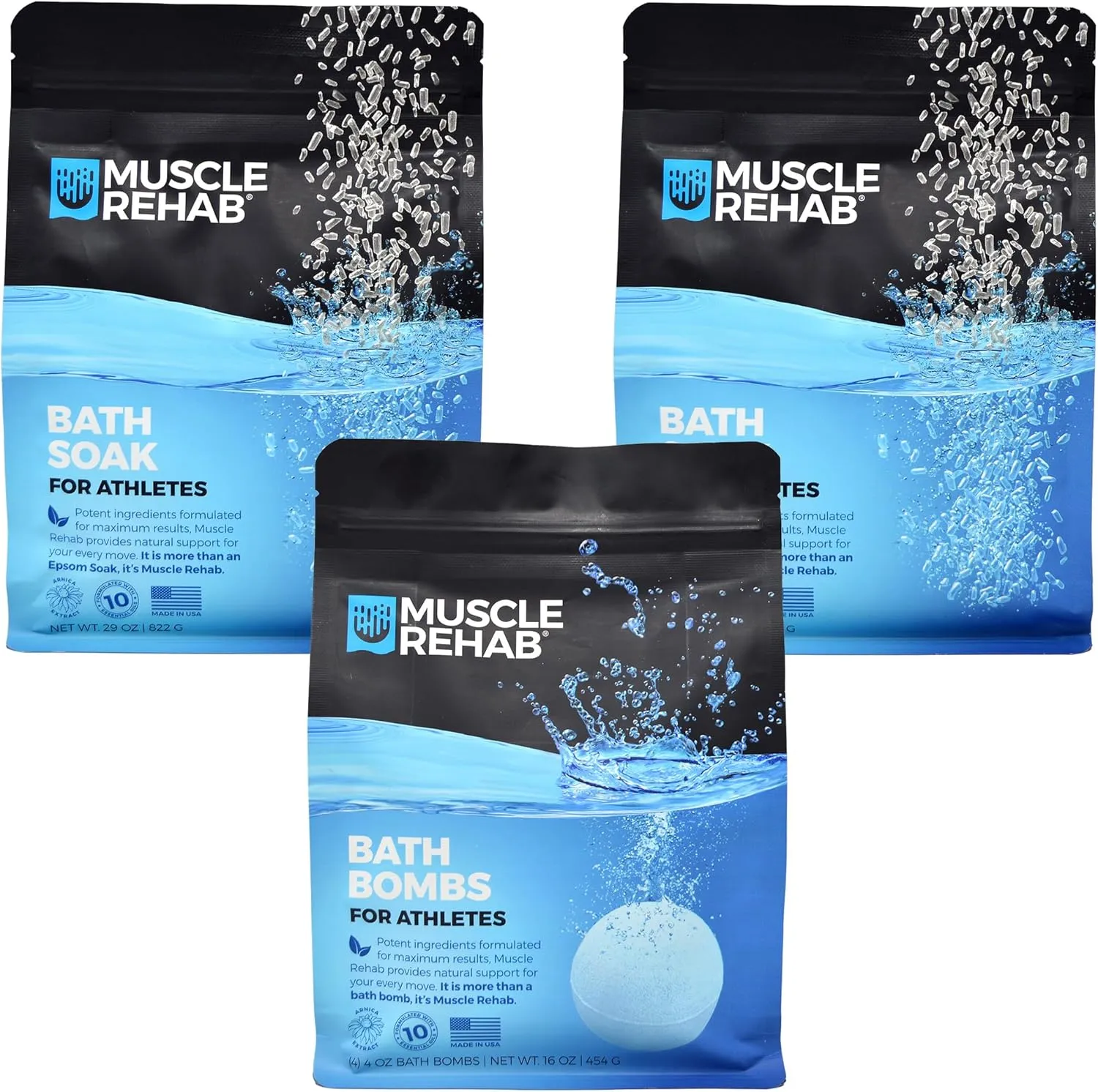 Sports Recovery Multi Pak- Arnica & Epsom Salt Bath Bombs & Magnesium Soak for Men -Women with Turmeric & Essential Oils - Magnesium Muscle Pain Relief & Joint Soother - (3 Pack)