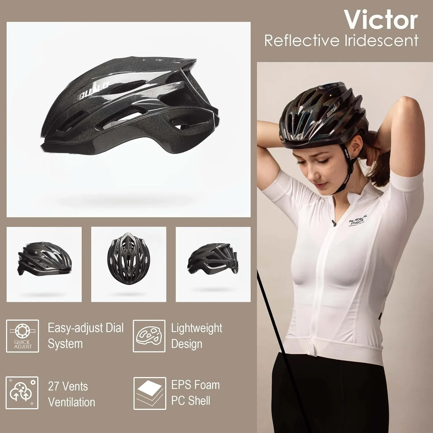 SQUALO Victor Bike Helmet for Men Women, Bicycle Helmet with Adjustment Dial Unisex Adults Cycling Helmet for Mountain Road Biker Lightweight Ventilated