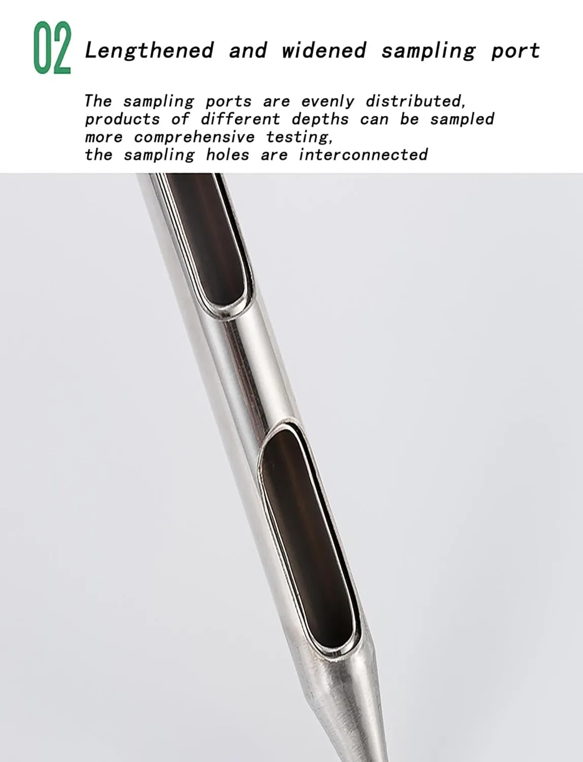 Stainless Steel Grains Powder Sampler Probe Rotary Handle Granule Solid Sack Bag Sampling Thief Double Tubes 3 Slots(3.8cm,L 200CM)
