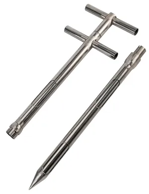 Stainless Steel Grains Powder Sampler Probe Rotary Handle Granule Solid Sack Bag Sampling Thief Double Tubes 3 Slots(3.8cm,L 200CM)