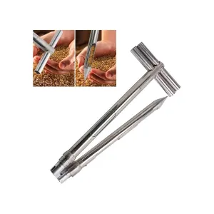 Stainless Steel Grains Powder Sampler Probe Rotary Handle Granule Solid Sack Bag Sampling Thief Double Tubes 3 Slots(Folding Sampler,38mmx 2m)