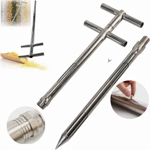 Stainless Steel Grains Powder Sampler Probe Rotary Handle Granule Solid Sack Bag Sampling Thief Double Tubes 3 Slots(Size:38mmx 2m /1.5X 78.7inch,Color:Section Sampler)