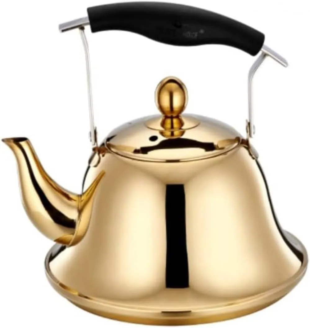 Stainless Steel Tea Kettle,Electric Tea Kettle, Kettle Stainless Steel Whistling Whistling Tea Pot for Various Stoves Tea Kettle -titanium gold||2L