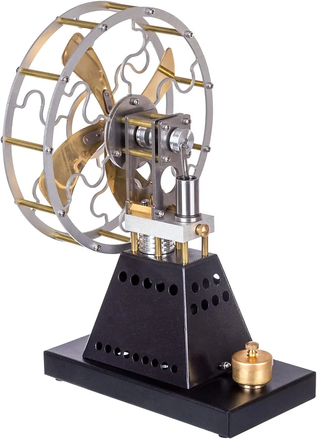 Stirling Engine Model Kit, Vintage Heat-Powered Stove Fan Stirling Engine with 160mm Blade for Physical Science Experiment Display