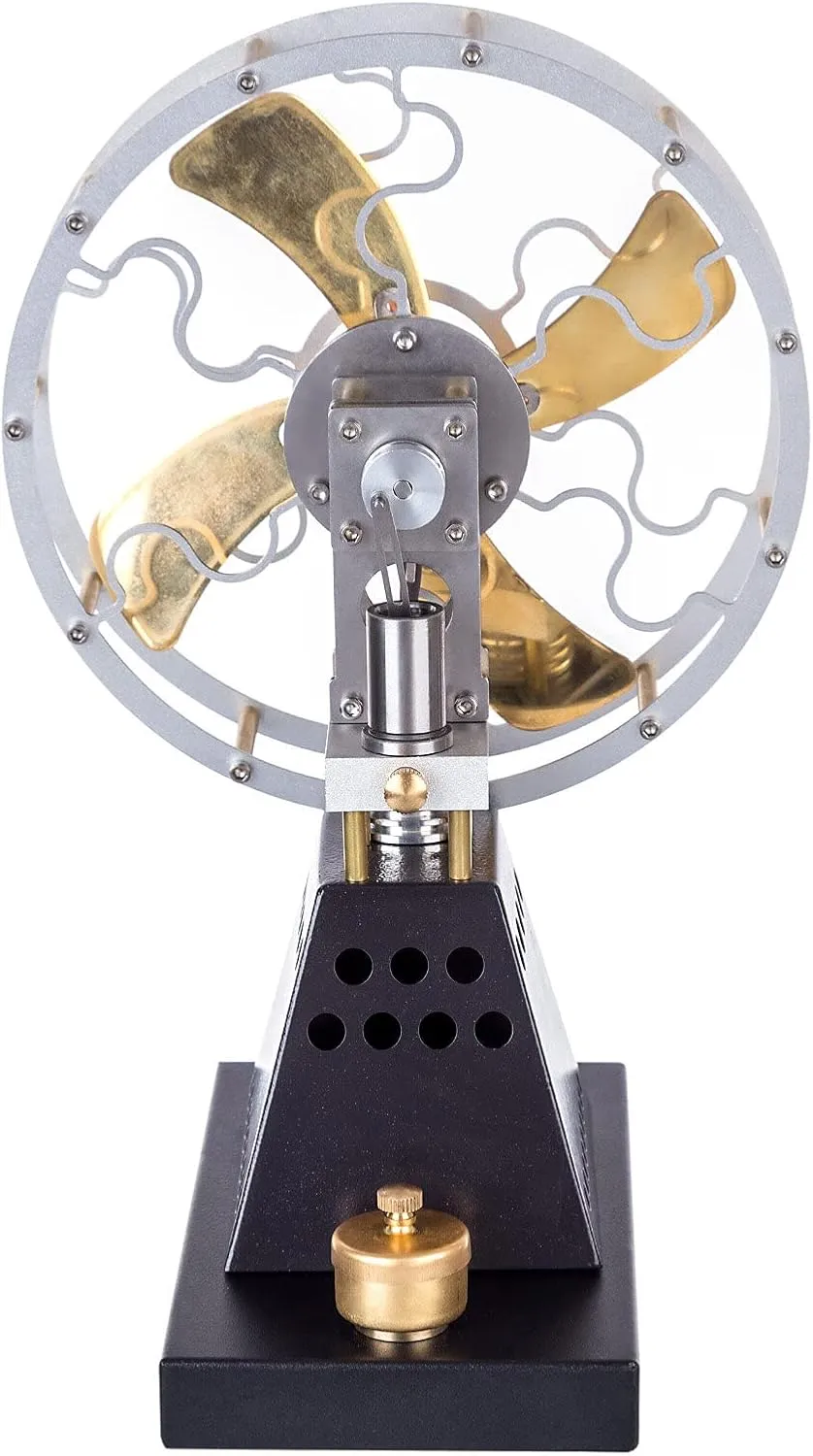 Stirling Engine Model Kit, Vintage Heat-Powered Stove Fan Stirling Engine with 160mm Blade for Physical Science Experiment Display