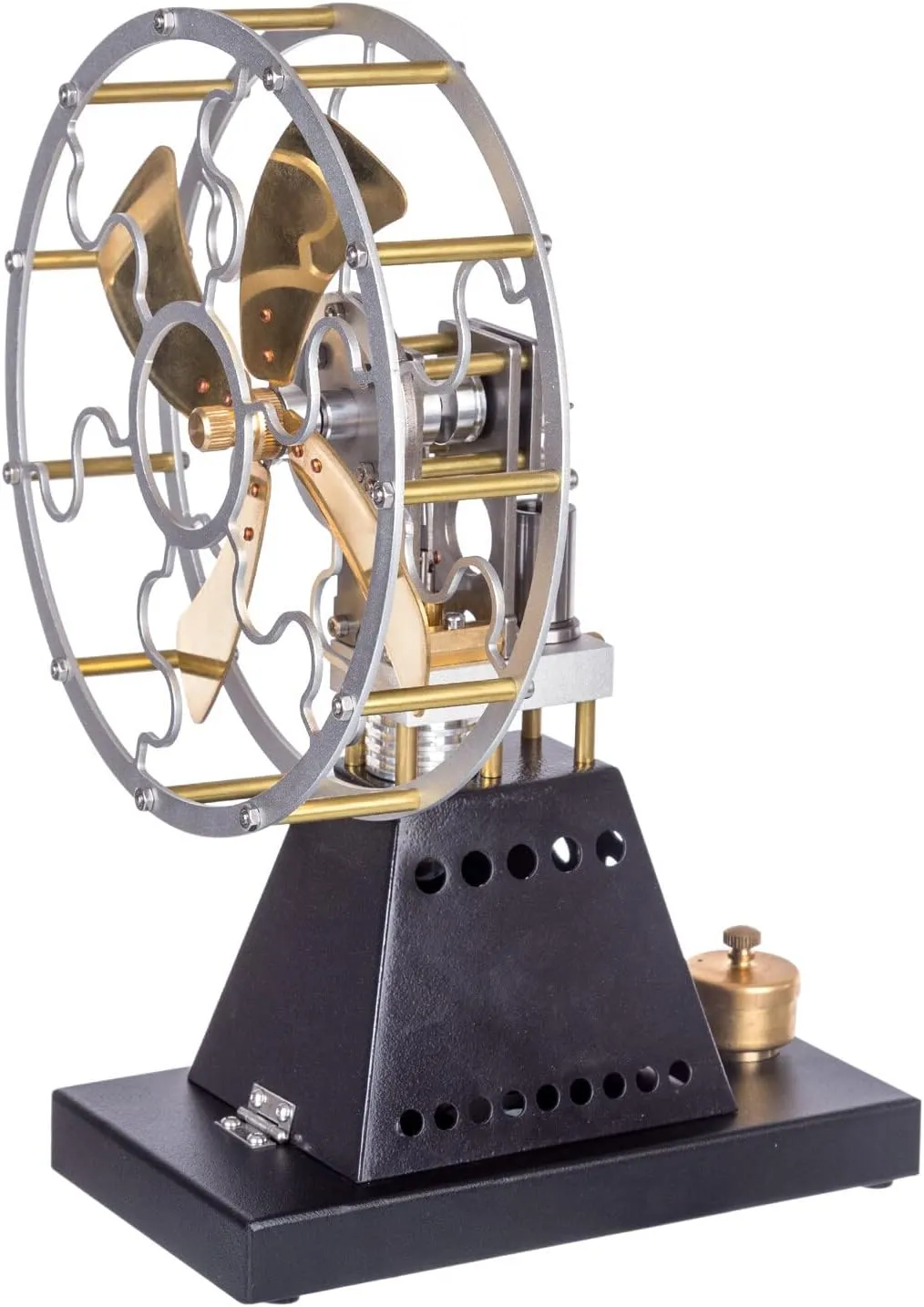 Stirling Engine Model Kit, Vintage Heat-Powered Stove Fan Stirling Engine with 160mm Blade for Physical Science Experiment Display