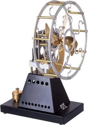 Stirling Engine Model Kit, Vintage Heat-Powered Stove Fan Stirling Engine with 160mm Blade for Physical Science Experiment Display