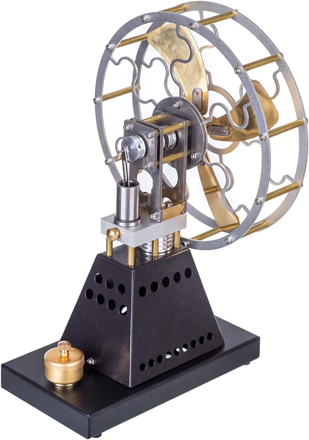 Stirling Engine Model Kit, Vintage Heat-Powered Stove Fan Stirling Engine with 160mm Blade for Physical Science Experiment Display