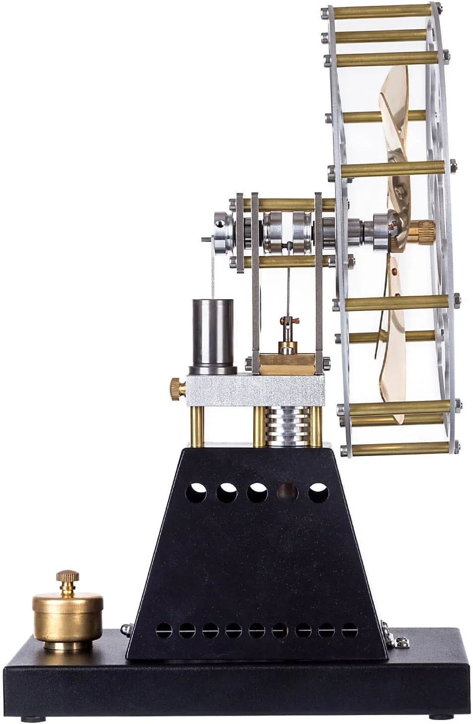 Stirling Engine Model Kit, Vintage Heat-Powered Stove Fan Stirling Engine with 160mm Blade for Physical Science Experiment Display