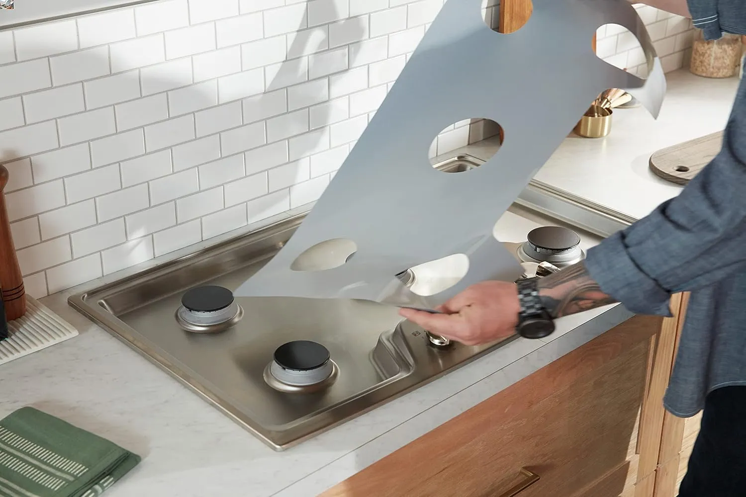 StoveGuard Model# SRT486G, USA-Made, Custom Designed & Precision Cut Stove Cover for Gas Stove Top, Lite Wolf Gas Range Stove Top Protector