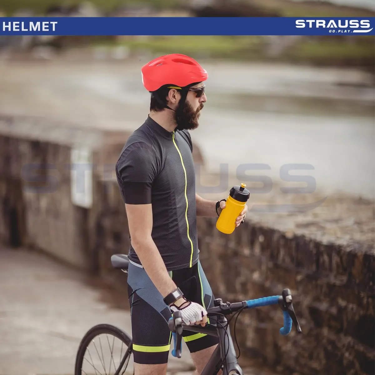Strauss Cycling Helmet: Adjustable Multi Utility Sports Helmet | Lightweight | Red Matte