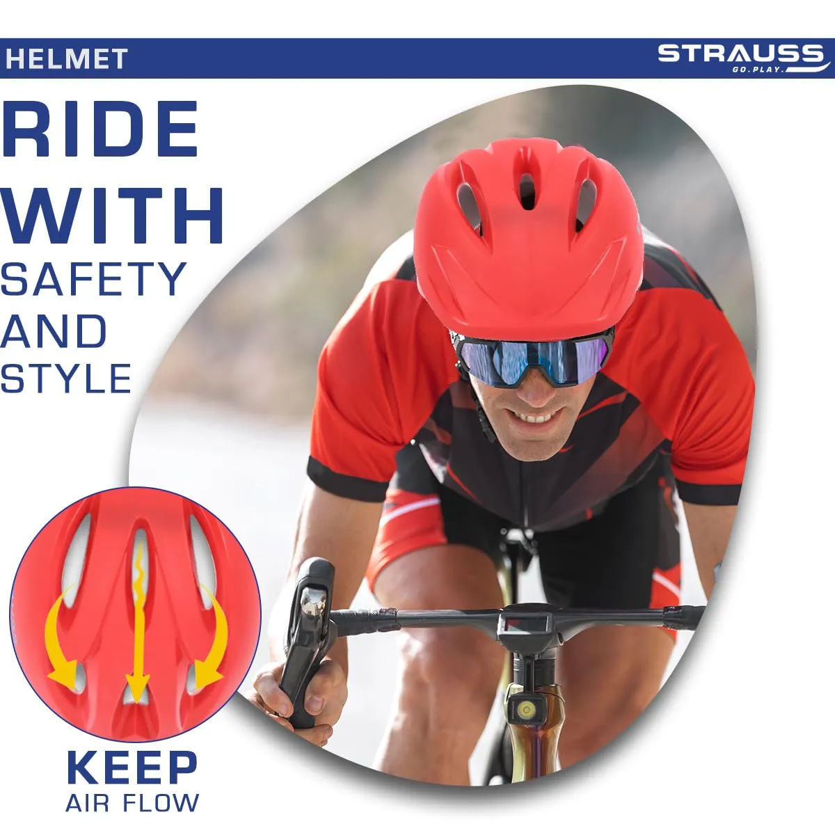 Strauss Cycling Helmet: Adjustable Multi Utility Sports Helmet | Lightweight | Red Matte