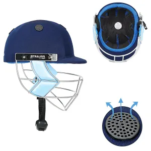 StraussCricket Helmet Supreme: Optimal Protection | Lightweight, Comfortable | Size: M (15 ) | Blue