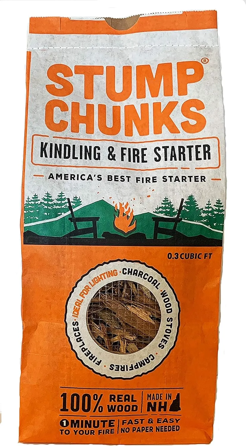 Stump Chunks: SC-3 0.3 Cu Ft Kindling & Fire Starters - Natural Fire Kindling Wood Sticks & Firewood Starter - Firestarter Sticks from Recycled Tree Stumps - Medium Bag