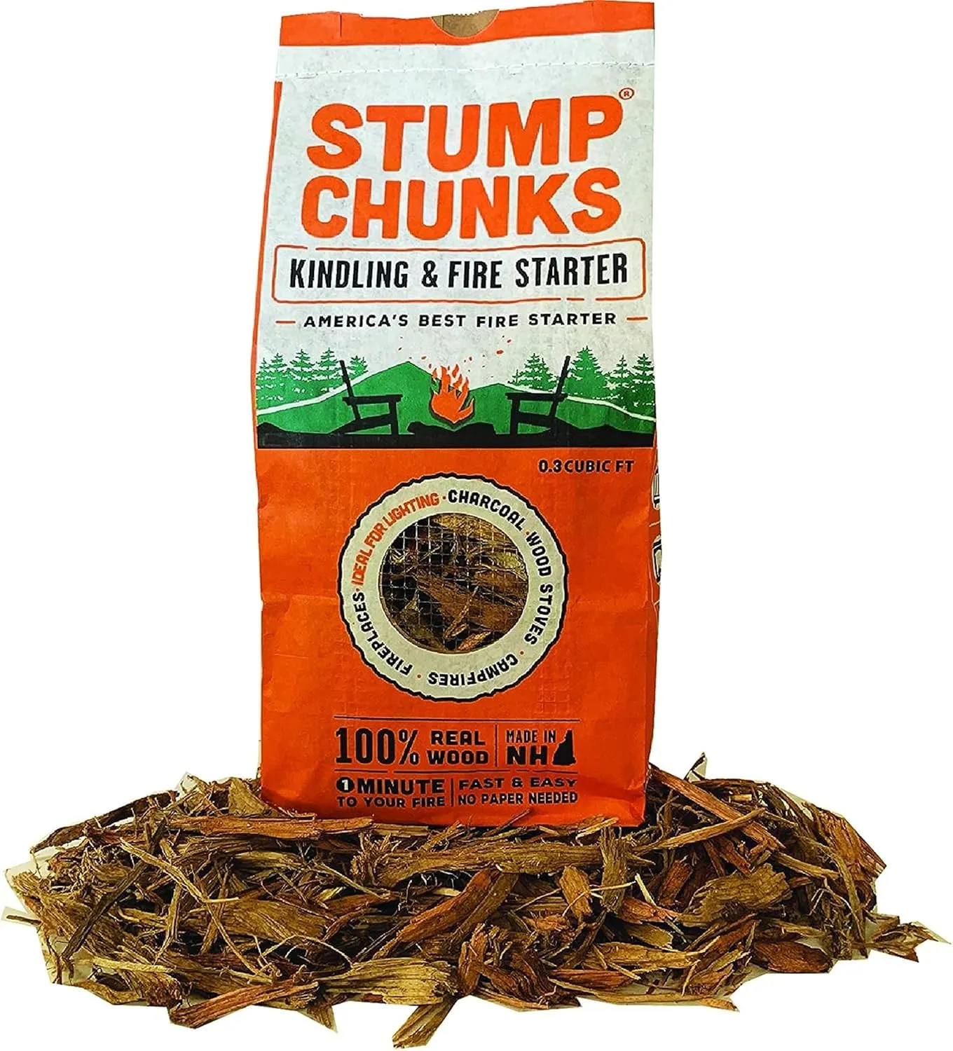 Stump Chunks: SC-3 0.3 Cu Ft Kindling & Fire Starters - Natural Fire Kindling Wood Sticks & Firewood Starter - Firestarter Sticks from Recycled Tree Stumps - Medium Bag