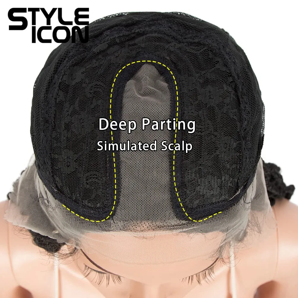 Style Icon 32" Faux Locs Long Dreadlock Wig with Baby Hair Goddess Synthetic Twist Hair Wigs (32 Inches, 1B)