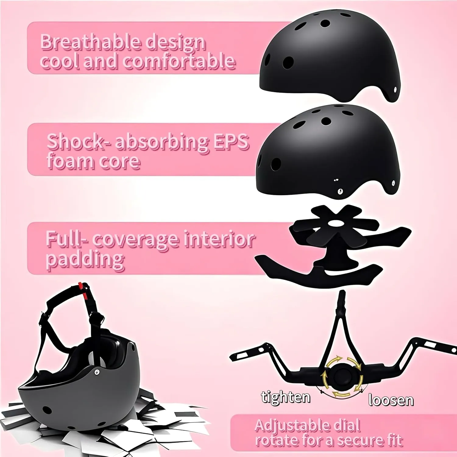 Sujumfo Bike Helmet for Adolescents Aged 8-14,Adjustable,Lightweight,Bicycle Helmet,Universal Helmet for Many Sports,Fit 51-56cm Head Circumference