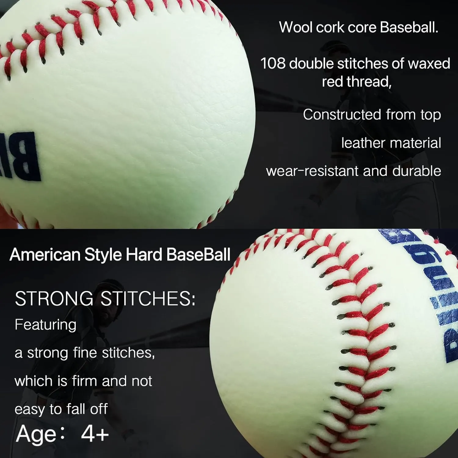 Super Bright Glow in The Dark Baseball,Soccer Ball,Volleyball,Football, Light Up Luminous Baseball, Official Size and Weight Football, Recreational Use Practice Volleyball