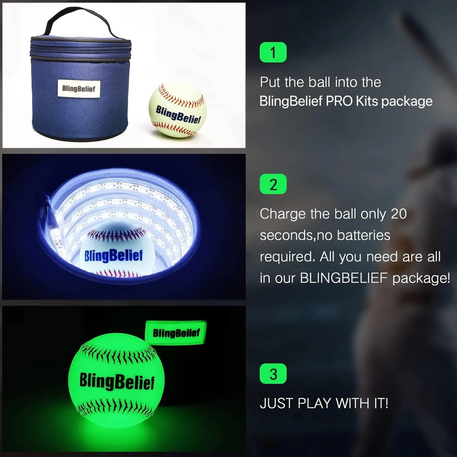 Super Bright Glow in The Dark Baseball,Soccer Ball,Volleyball,Football, Light Up Luminous Baseball, Official Size and Weight Football, Recreational Use Practice Volleyball
