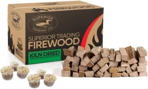 Superior Trading Natural Oak Mini Fire Stick w/Fire Starter Pods, Fireplaces, Wood Stove, Pizza Oven, Campfire, Fire Starter Kit, USDA Certified Kiln, USA Made, 30 Lbs