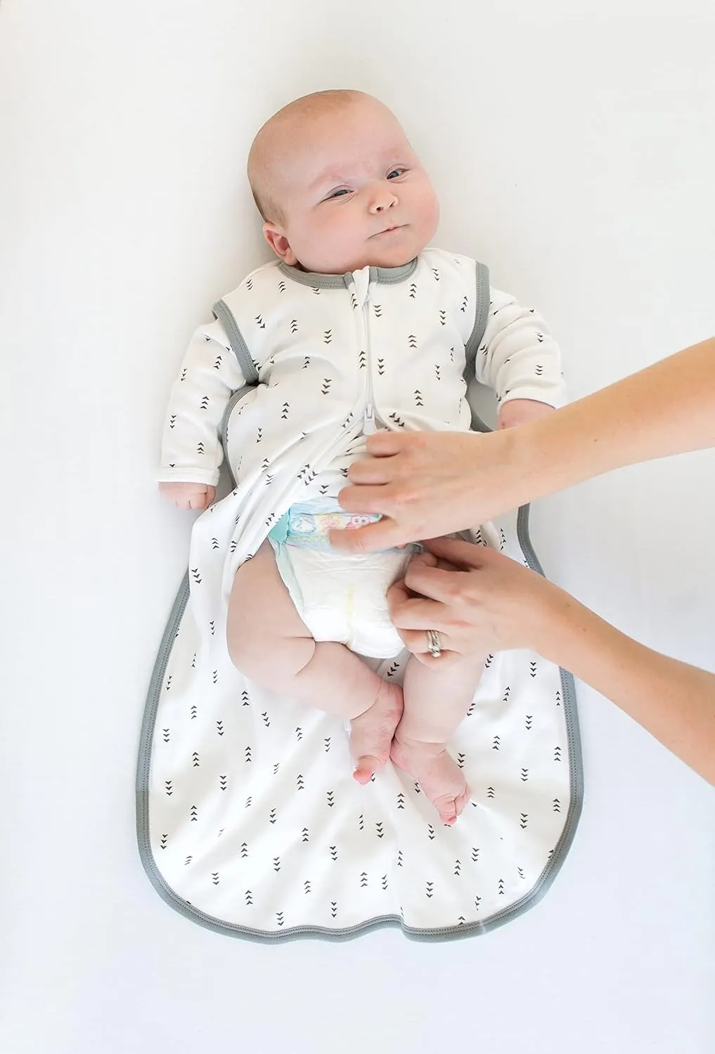 SwaddleDesigns Baby Sleep Sack 0-6 months, Cotton Knit Wearable Blanket with 2-way Zipper, Non-Weighted Sleeping Sack for Safer Sleep, Sterling Starshine, Small