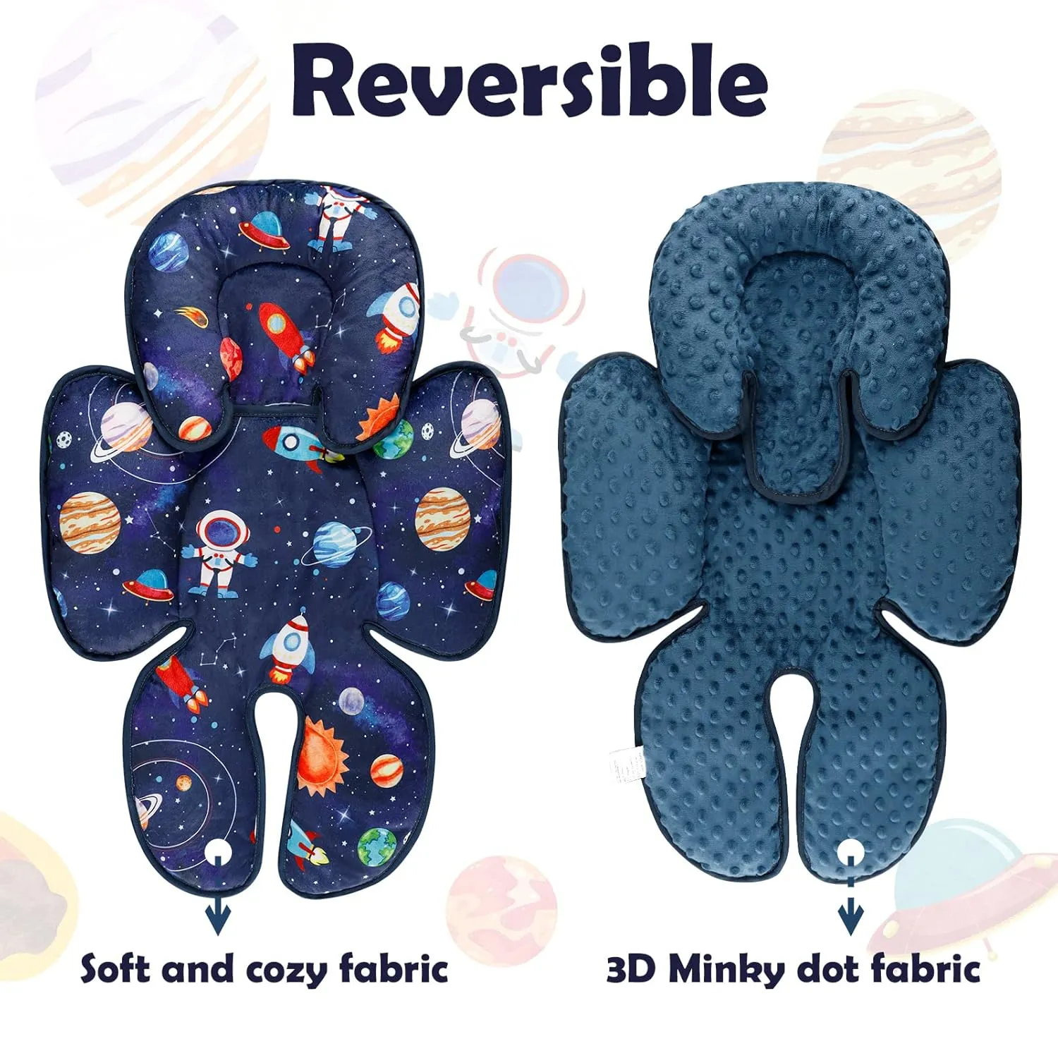 SWESEN Baby Car Seat Head & Body Support, Infant Carseat Insert, Newborn Headrest Cushion for Strollers, Bouncers, Swing, Space Planet