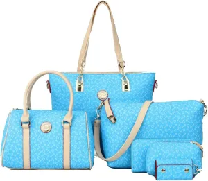 Synthetic PU Leather Tote for Women Satchel Crossbody Hobo 6PCS Simple Arrow Pattern Shoulder Messenger Handbags
