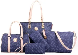 Synthetic PU Leather Tote for Women Satchel Crossbody Hobo 6PCS Simple Arrow Pattern Shoulder Messenger Handbags