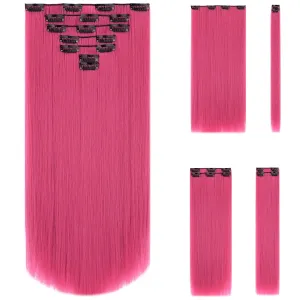 SYXLCYGG Dark Pink Hair Extension Clip Extensions 22" Straight Synthetic Hair Piece Women Cheap Natural Fluffy&Not Tangled Girl colorful Full Head