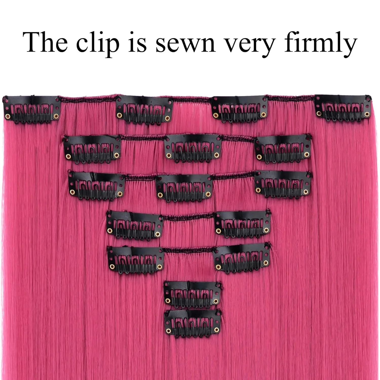 SYXLCYGG Dark Pink Hair Extension Clip Extensions 22" Straight Synthetic Hair Piece Women Cheap Natural Fluffy&Not Tangled Girl colorful Full Head