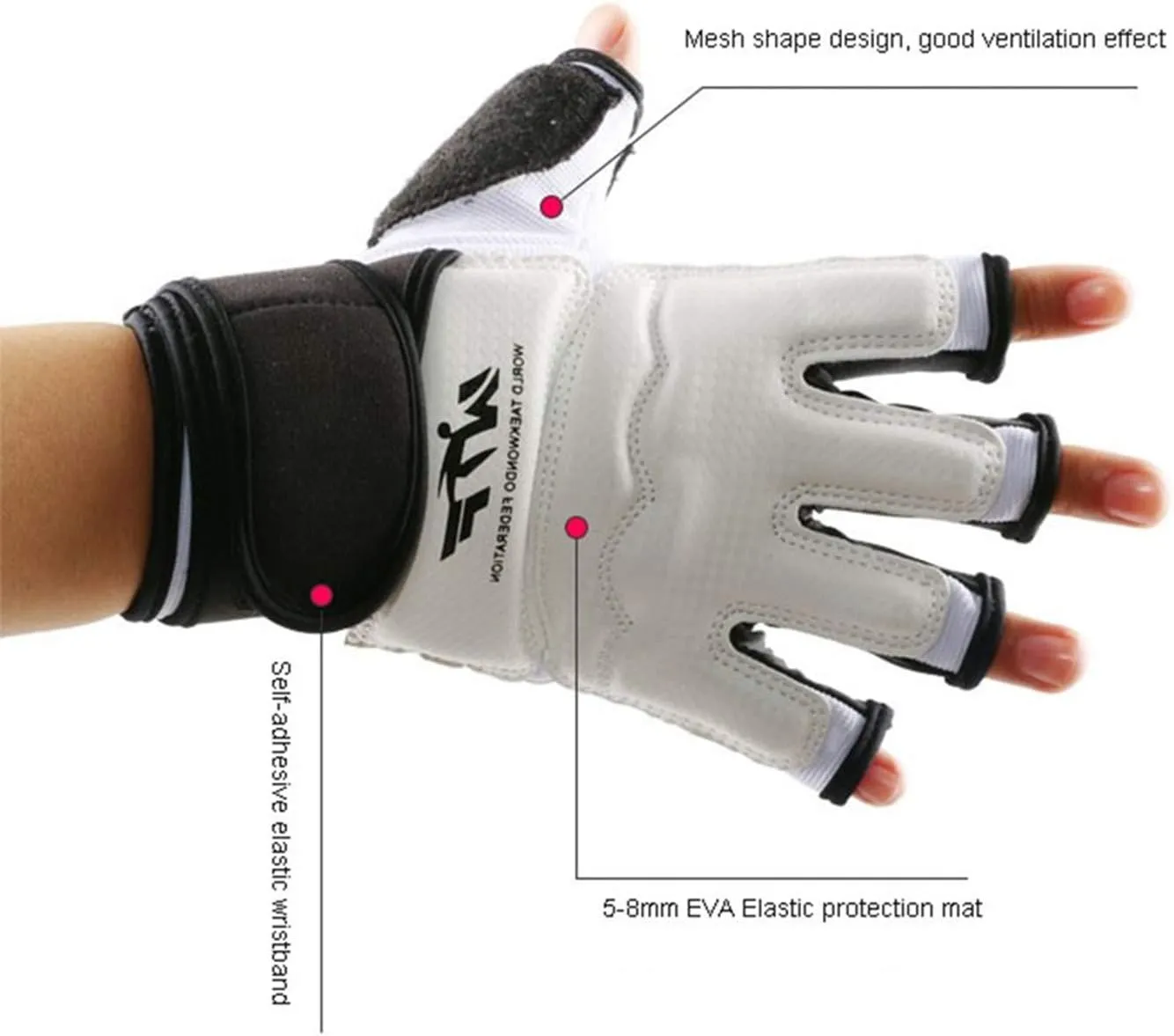 Taekwondo Gloves, WTF Approved Muay Thai Sandbag Boxing Training Punching Bag Half Finger Mitts Sparring Martial Arts Karate Fighting MMA Gloves for Men Women Kids