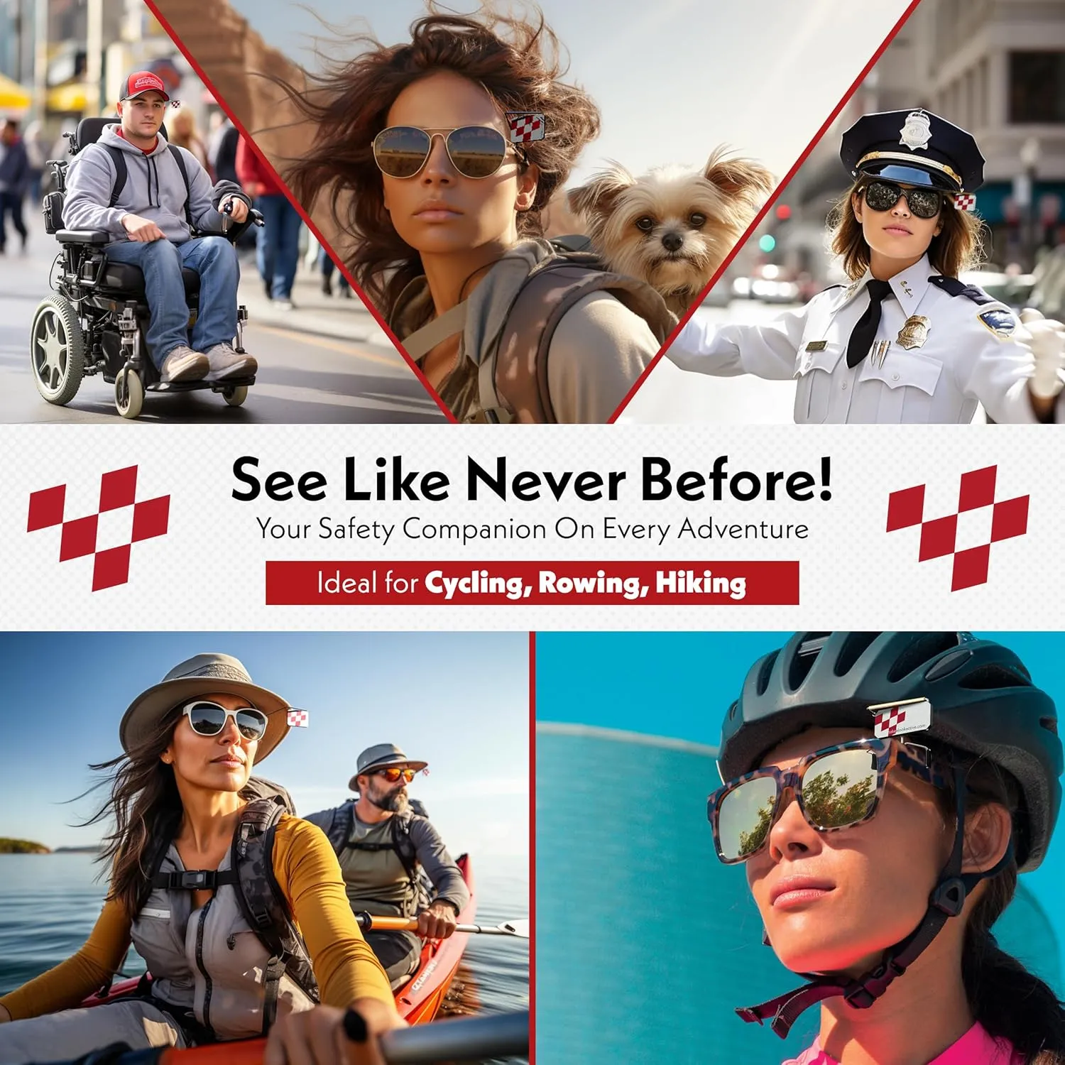 Take A Look Active Original Activity Mirror for Sunglasses, Bike Helmets, or Visors Rear View Mirror for Cycling and Other Outdoor Activities