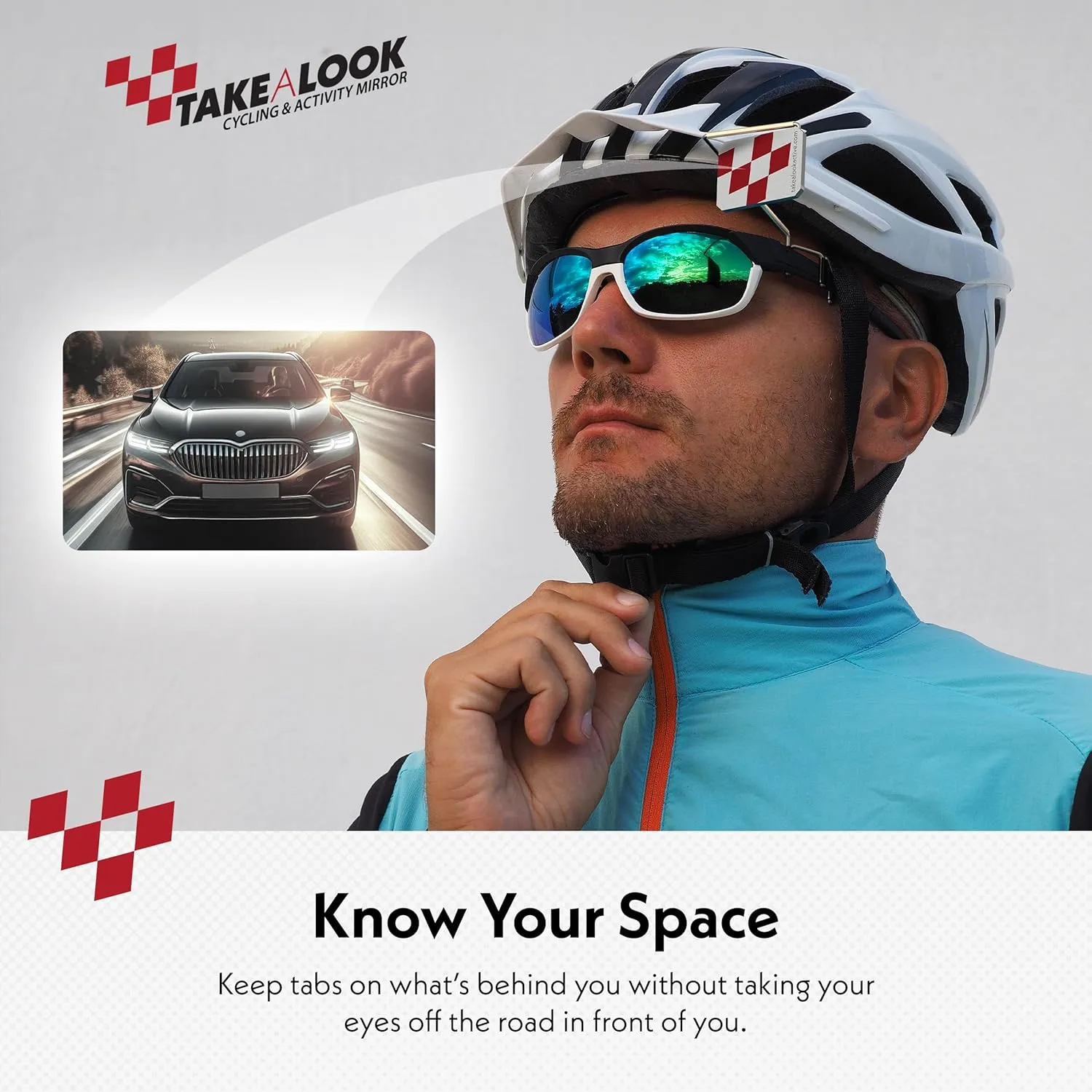 Take A Look Active Original Activity Mirror for Sunglasses, Bike Helmets, or Visors Rear View Mirror for Cycling and Other Outdoor Activities
