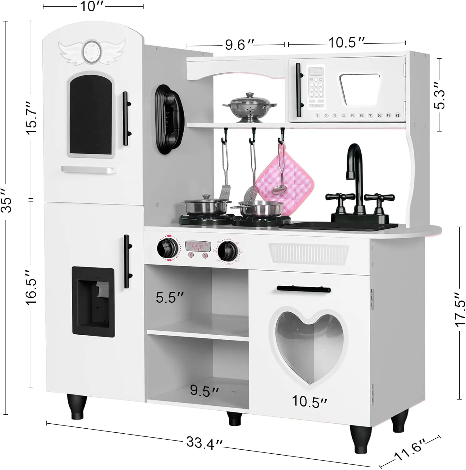 TaoHFE Wooden Kitchen Playset for Toddlers - Kitchen Toy Set with Lights & Sounds for Pretend Play, Gift for Kids Age 3  (White)