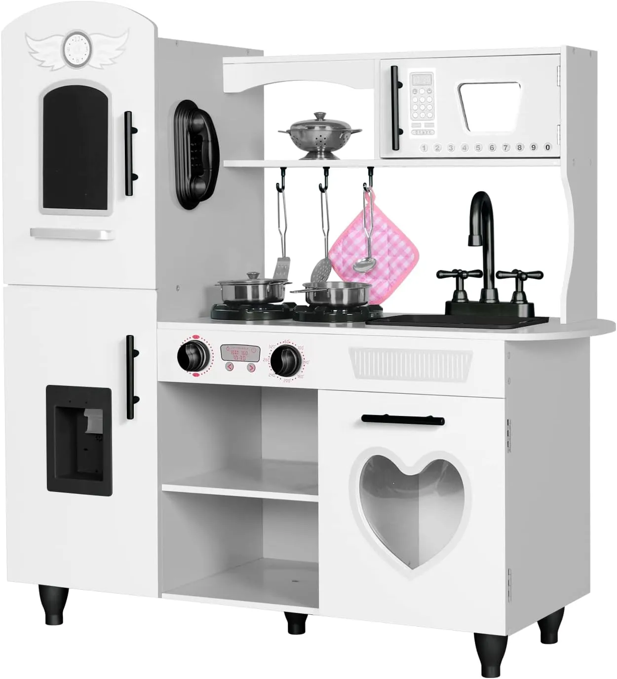 TaoHFE Wooden Kitchen Playset for Toddlers - Kitchen Toy Set with Lights & Sounds for Pretend Play, Gift for Kids Age 3  (White)