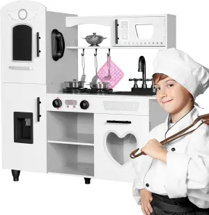 TaoHFE Wooden Kitchen Playset for Toddlers - Kitchen Toy Set with Lights & Sounds for Pretend Play, Gift for Kids Age 3  (White)