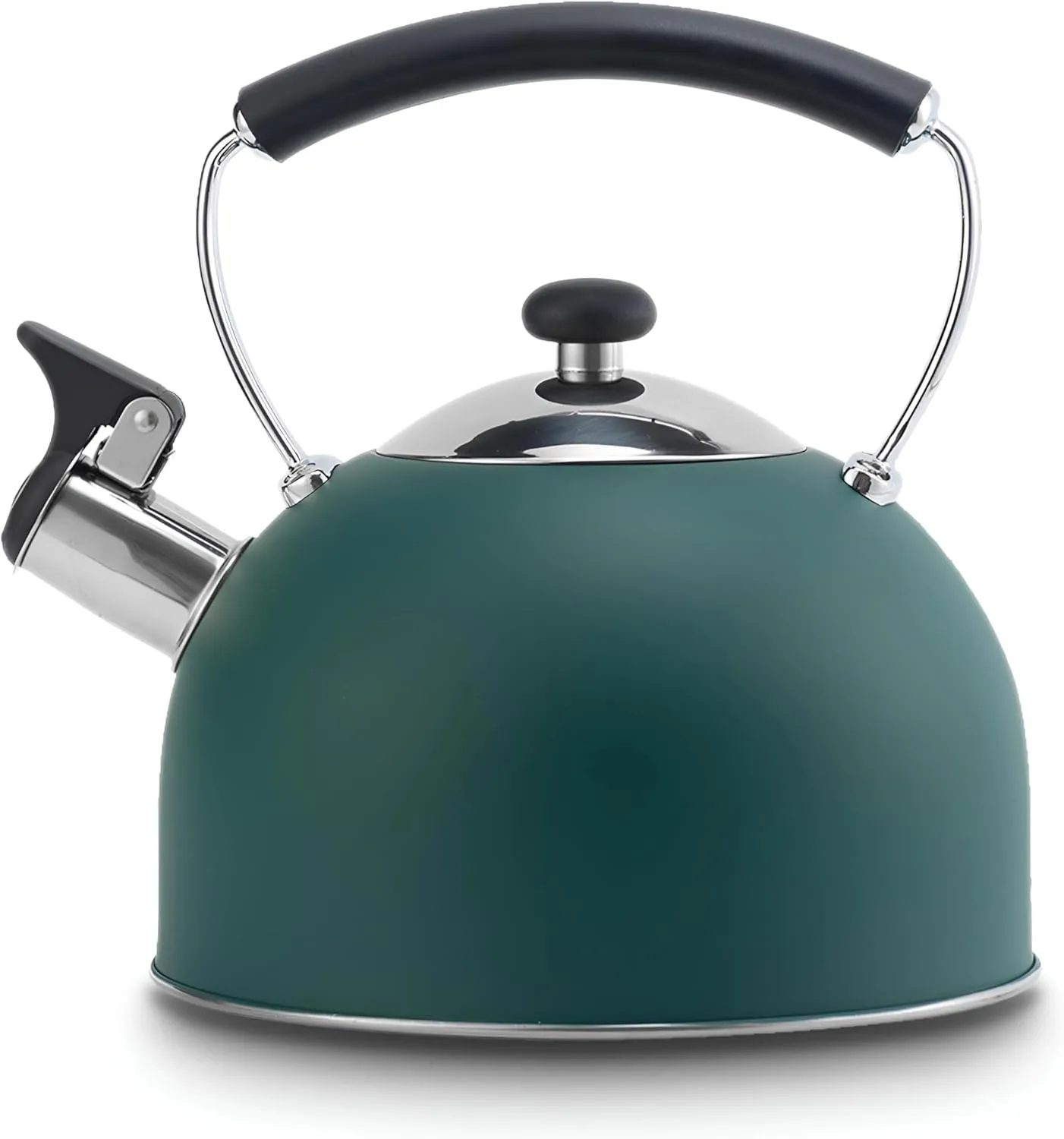 Tea Kettle Stovetop,3 Quart Whistling Tea Pot,Food Grade Stainless Steel Water kettles for Stove Top with Anti-hot Ergonomic Handle (Dark Green)
