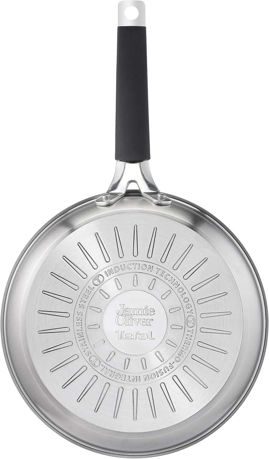 Tefal Jamie Oliver E51204AZ Frying Pan 24 cm Non-Stick Induction Stainless Steel Riveted Handle with Silicone Insert Thermal Signal Durable