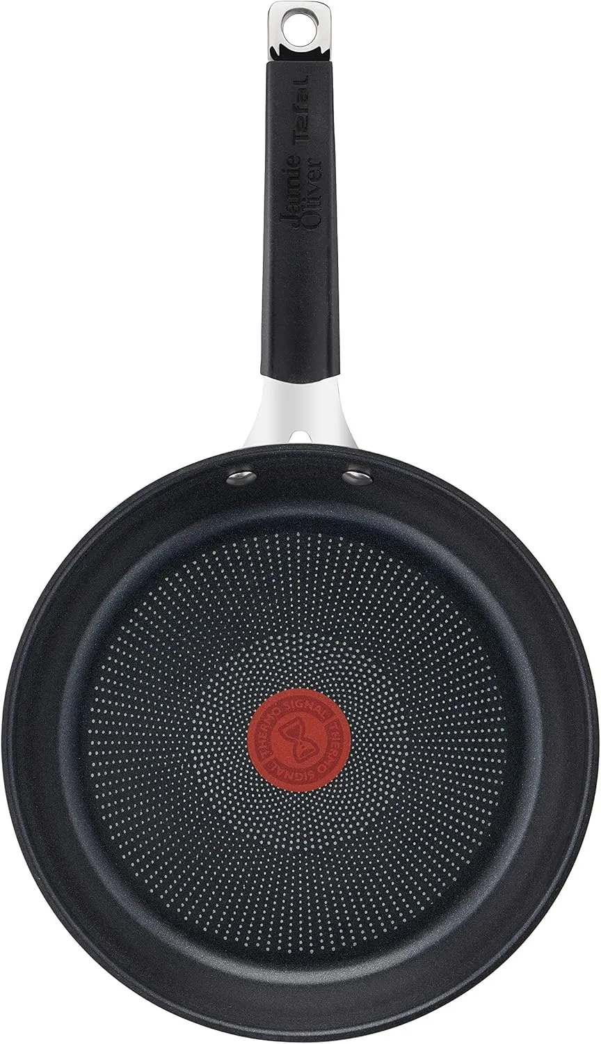 Tefal Jamie Oliver E51204AZ Frying Pan 24 cm Non-Stick Induction Stainless Steel Riveted Handle with Silicone Insert Thermal Signal Durable
