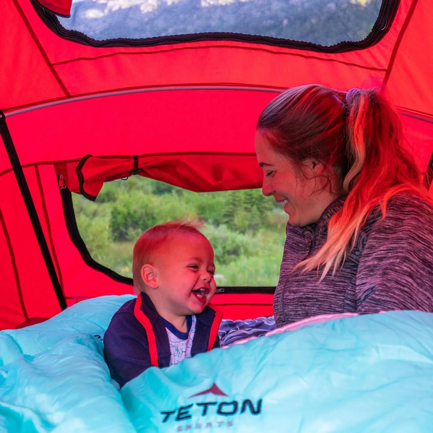 Teton Mammoth Queen Size Double Sleeping Bag- A Warm Bag The Whole Family can Enjoy – Great for Camping, Hunting and Base Camp. Compression Sack Included