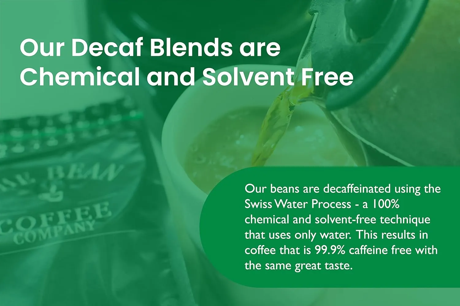 The Bean Organic Coffee Company Water Processed DECAF South America Blend, Medium Roast, Whole Bean Coffee, 16-Ounce Bag