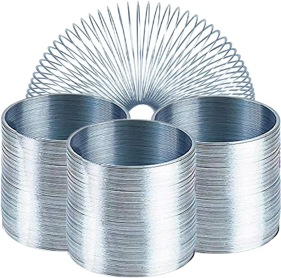 The Dreidel Company Silver Metal Coil Spring, Goody Bag Fillers, Party Favor for Kids, Variety of 2.4" (60mm) Individually Boxed (10-Pack)