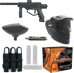 Tippmann JT Stealth Paintball Marker Go PAK w/1K Paintballs, Mask, Loader, Harness, 3 Pods, Pre-Filled CO2   Adapter