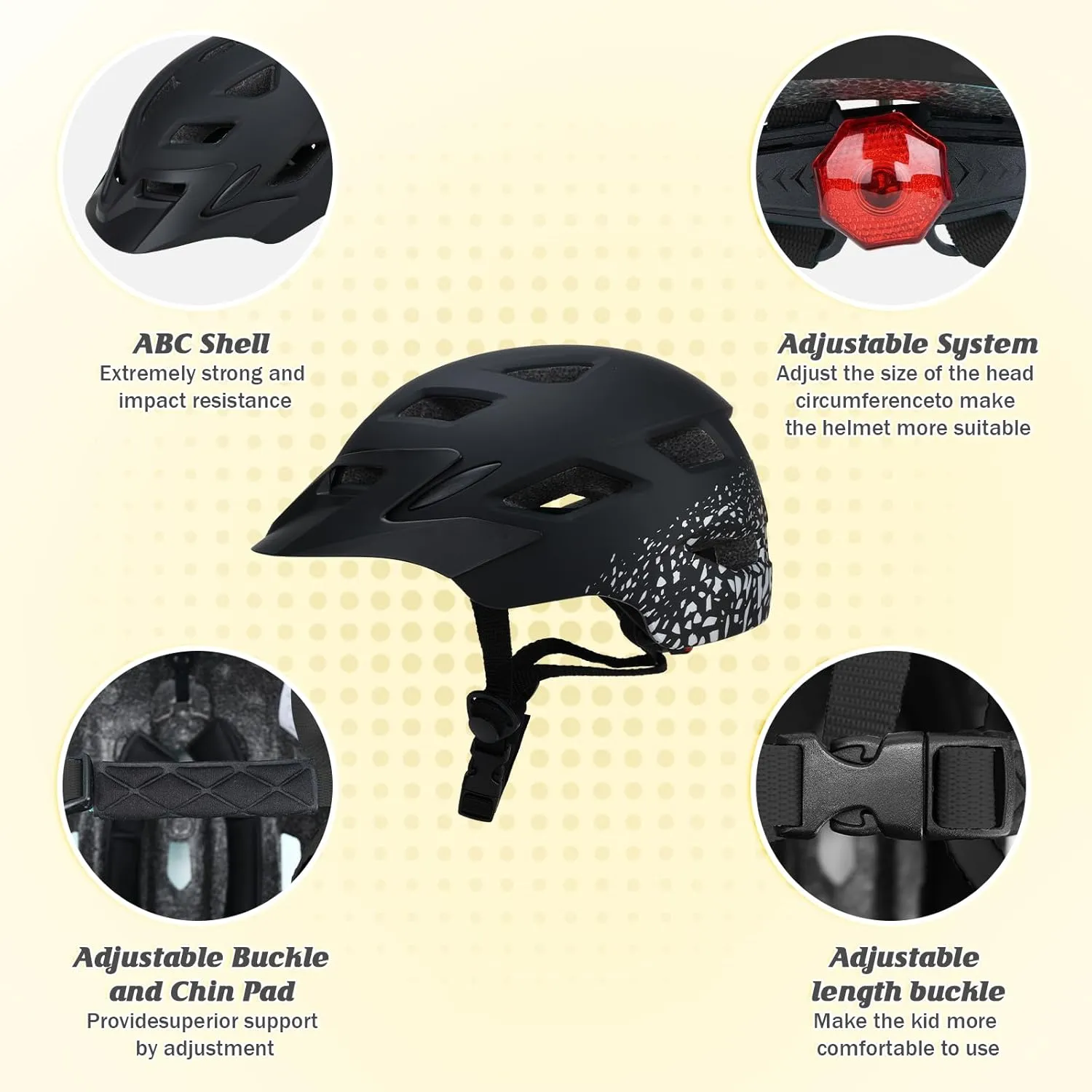 Toddler Helmet, Adjustable Kids Bike Helmets for Girls & Boys Ages 3-5/4-6/5-8 Years, Baby Skateboard Helmet with Lights for Youth Cycling/Skateboarding/Roller Inline Skating/Scooter